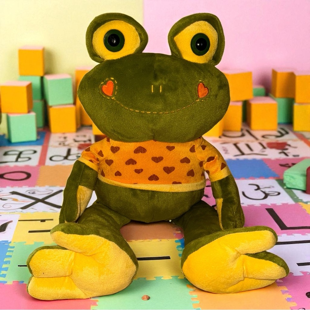Adorable Kawaii Frog CALPLUSH – “Cuddles Hopping Hearts”